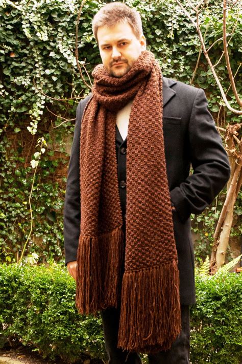 extra long men's scarf knitted.